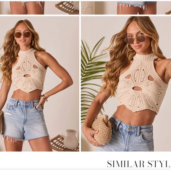 Isobel Mock Neck Crochet Tank - Picture 3 of 3